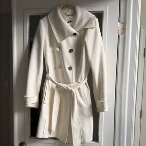 White House Black Market Cream Trench Coat
